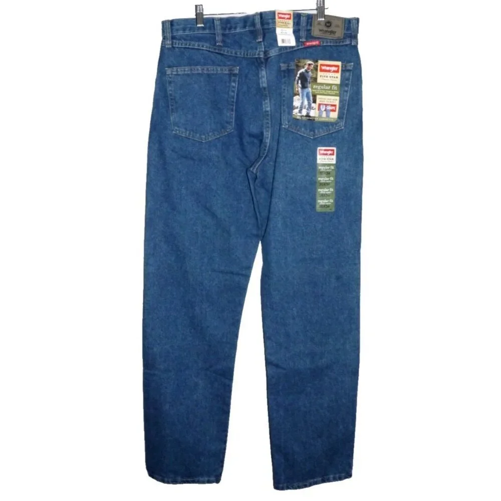 WRANGLER Five Star Premium Denim Blue Jeans 100% Cotton Men's 36 x 34 NEW